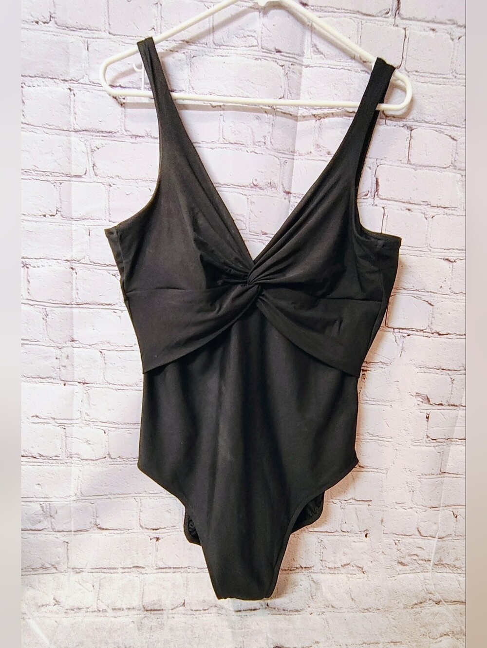 Lands End Vintage Twist Front  Baby Doll Swimsuit One Piece Low Back Beachy